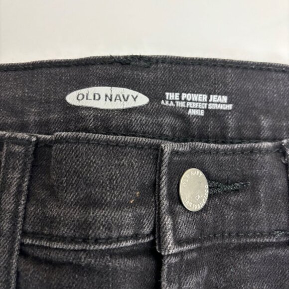 Old Navy The Perfect Straight Ankle Raw Hem Women's size 10 Black Denim Jeans - Picture 2 of 4
